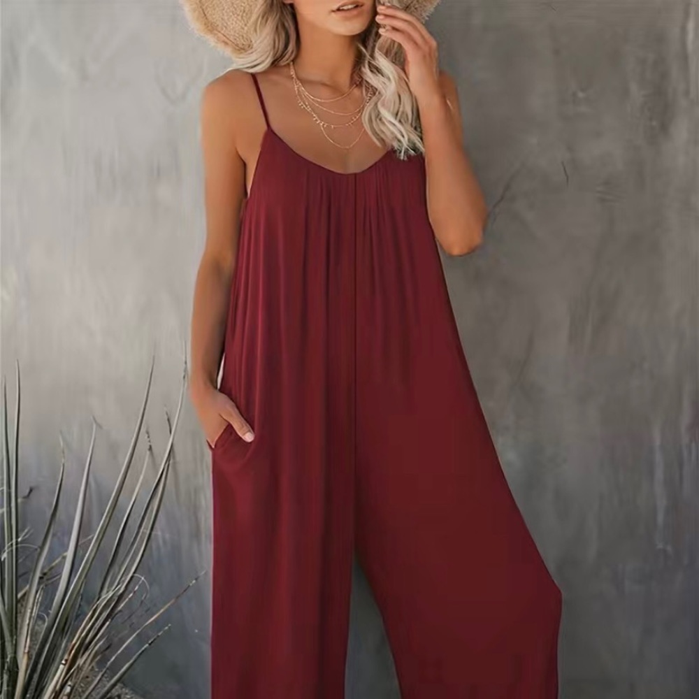 Boho Ruched Sleeveless Long Length Wide Leg Jumpsuit size XXL (14)